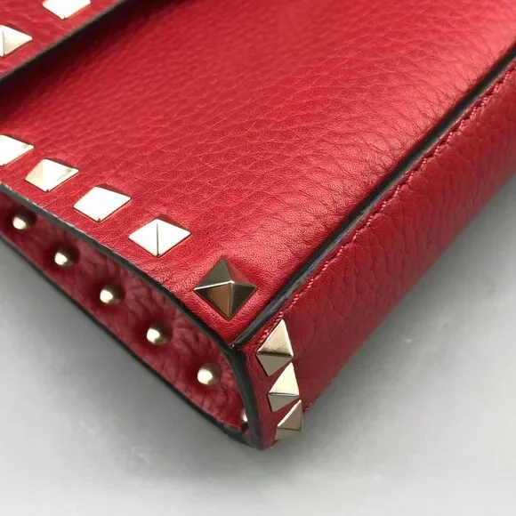 Valentino Garavani Rockstud Small Crossbody Bag Red Grainy Calfskin - Picture 9 of 15